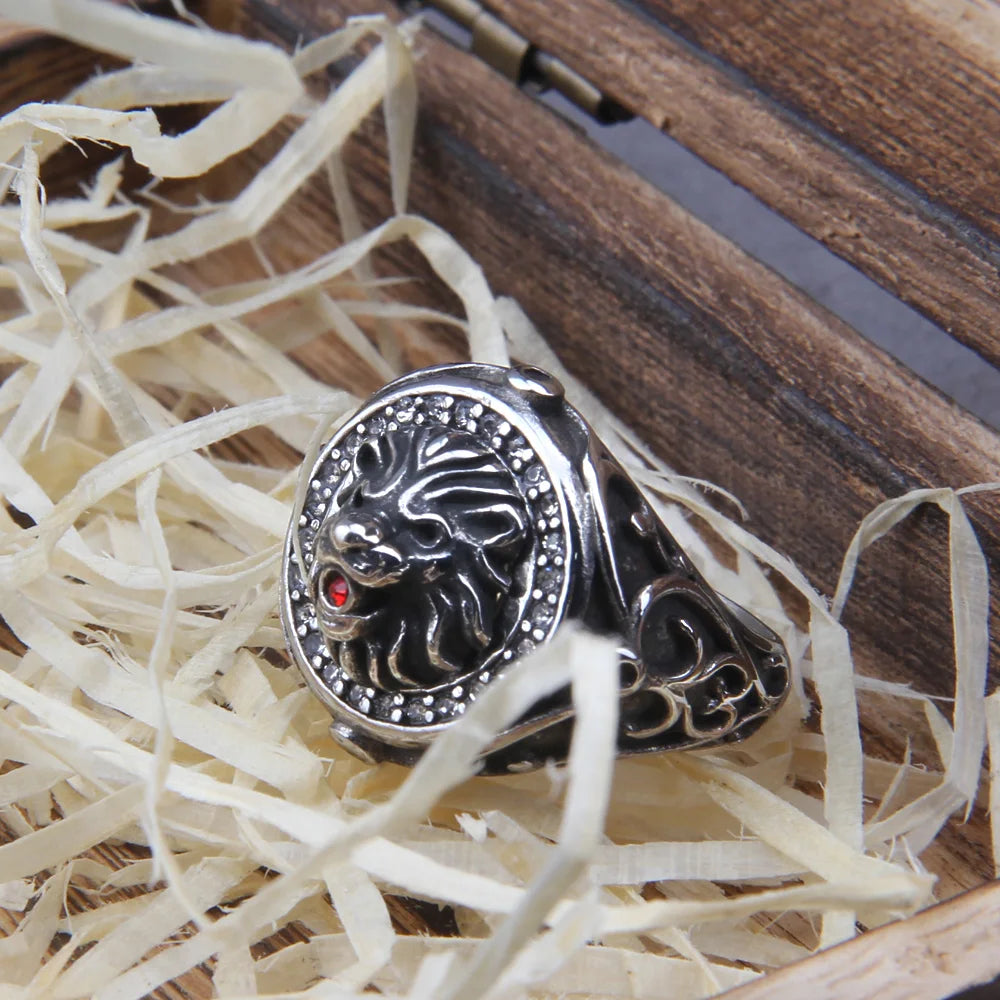 WARRIORS RING -  STAINLESS STEEL LION RING