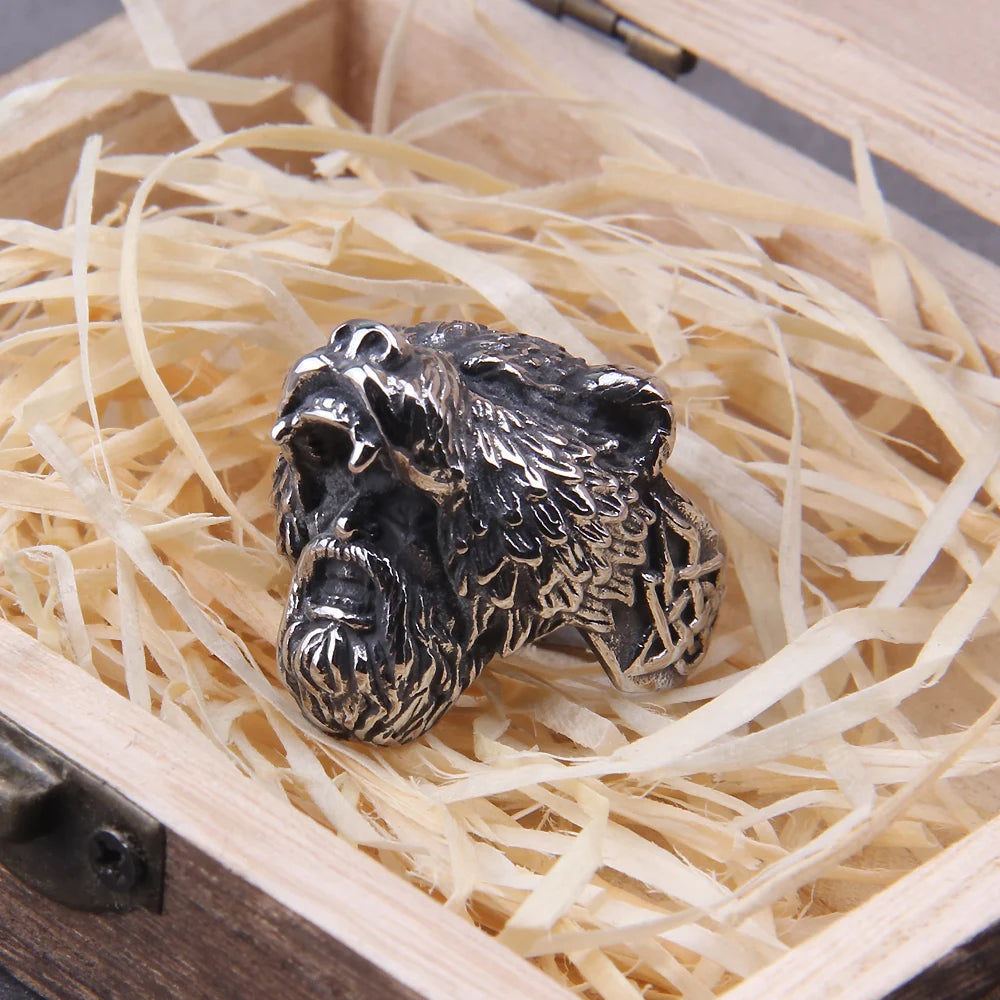 BEAR GUARDIAN'S RING - STAINLESS STEEL BRAVERY RING